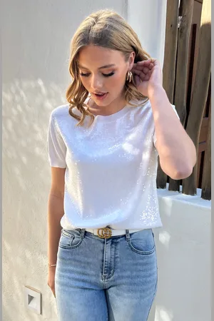 Jurkjes Short Pailletten Sleeve Top