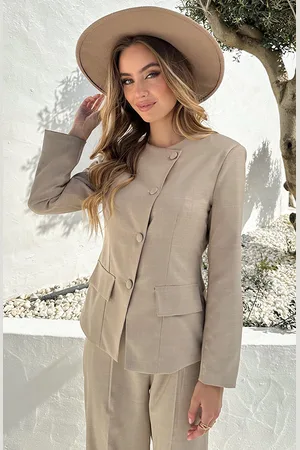 Jurkjes Taille Muse Blazer Met Knopen Beige
