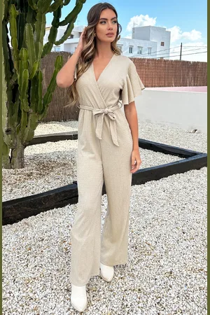 Jurkjes Smocked Jumpsuit Eveline Beige