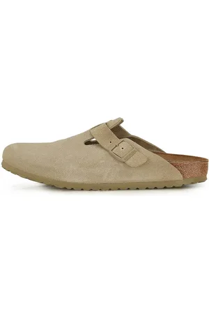 Birkenstock Boston Suede Leather Slippers Groen