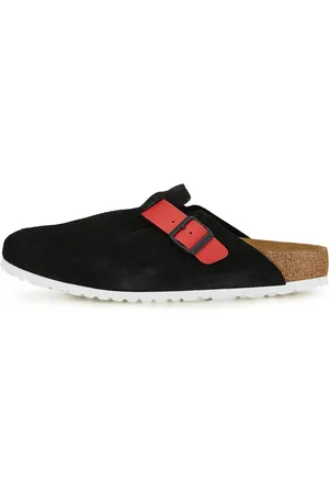 Birkenstock Bostsuede Leather Slippers Zwart