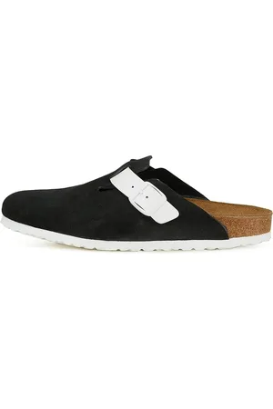 Birkenstock Bostsuede Leather Slippers Zwart