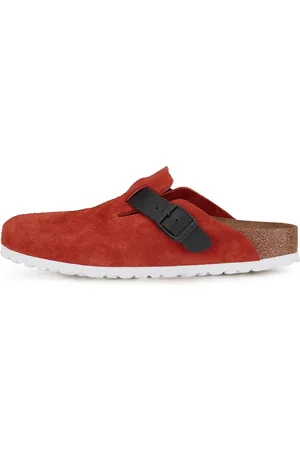 Birkenstock Bostsuede Leather Slippers Rood