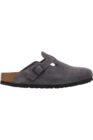 Birkenstock Bostsuede Leather Slippers Grijs