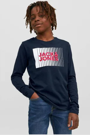 JACK & JONES JUNIOR longsleeve JJECORP van katoen donkerblauw Logo
