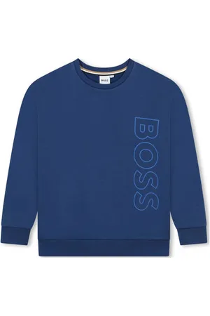 HUGO BOSS Sweater met logo Jongens Katoen Ronde hals Effen