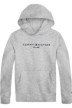 Tommy Hilfiger Unisex hoodie met logo grijs melange Sweater Logo