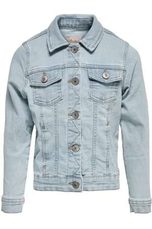 ONLY KIDS GIRL spijkerjas KONSARA Groen Meisjes Stretchdenim Klassieke kraag