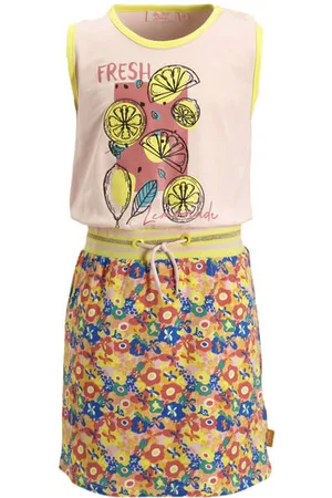 Orange stars Jurk Marietje met all over print Meisjes Stretchkatoen Ronde hals