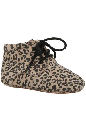 Mavies Leren babyschoenen met panterprint beige Jongens/Meisjes Leer Panterprint