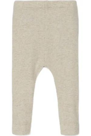 NAME IT BABY baby gemêleerde skinny broek NBNKAB ecru melange Legging Beige Jongens/Meisjes Katoen