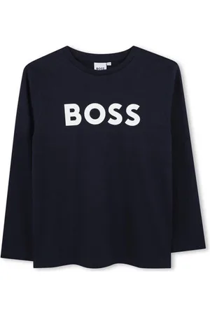 HUGO BOSS Longsleeve met logo Jongens Katoen Ronde hals Logo