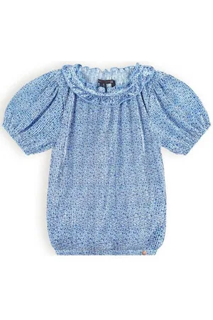 NoNo Top Kessa met all over print en textuur Meisjes Polyester Ronde hals