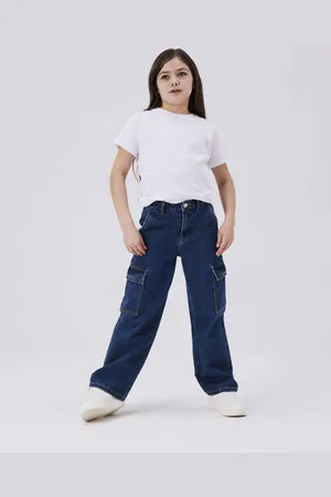 NAME IT KIDS wide leg jeans NKFROSE Blauw Effen