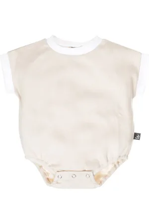 Babystyling Romper Beige Jongens Stretchkatoen Ronde hals
