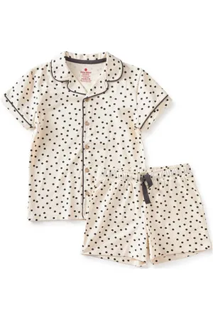 Little Label Shortama met stippen van katoen Meisjes Stretchkatoen Klassieke kraag
