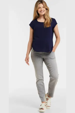 Love2wait Mom zwangerschapsjeans Norah Dames Stretchdenim Effen
