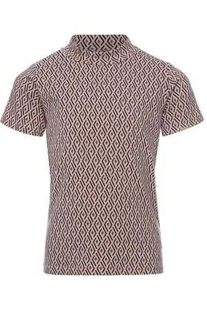 Looxs 10sixteen top met all over print en open detail Meisjes Stretchkatoen Opstaande kraag