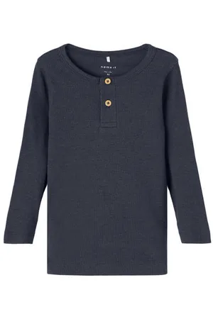 NAME IT MINI ribgebreide longsleeve NMMKAB marine Blauw Jongens Stretchkatoen Ronde hals