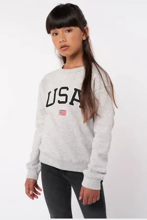 America today Sweater Soel met tekst Grijs Tekst