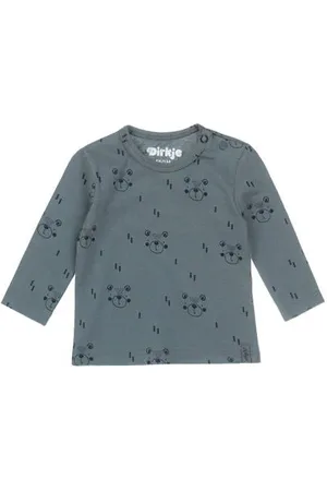 Dirkje Baby longsleeve met katoen grijsgroen/donkerblauw All over print