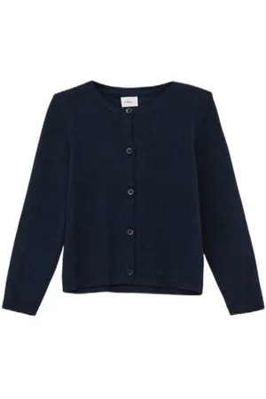 QS by s.Oliver Fijngebreid vest donkerblauw Meisjes Viscose Ronde hals Effen