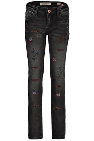 Vingino Skinny jeans Amia Zwart Meisjes Stretchdenim Effen