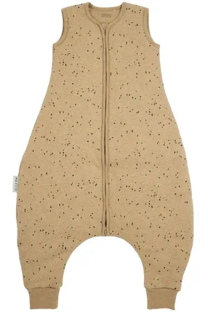 Meyco Baby winter slaapoverall jumper Rib Mini Spot toffee melange Babyslaapzak Bruin 80