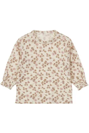 Dirkje Baby longsleeve met all over print en ruches Meisjes Stretchkatoen Ronde hals