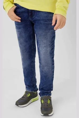QS by s.Oliver Slim fit jeans Jongens Stretchdenim Effen