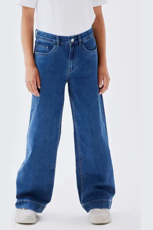 NAME IT KIDS wide leg jeans NKFROSE Blauw Meisjes Stretchdenim
