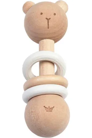 BAMBAM Wooden Bear Rattle Rammelaar Ecru | Rammelaar van