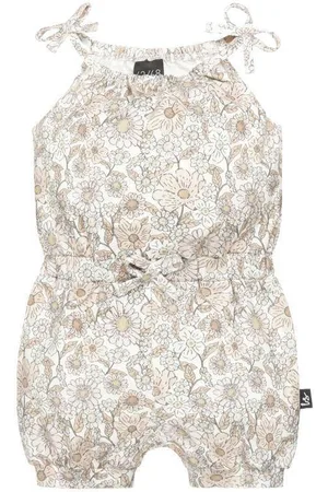 Babystyling Baby gebloemde playsuit Meisjes Stretchdenim Ronde hals Bloemen