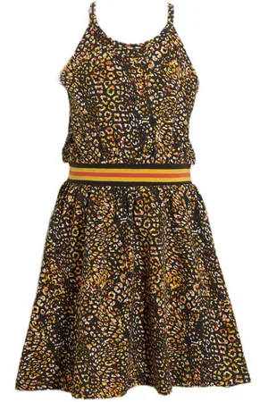 Orange stars Jurk Perihan met all over print Meisjes Katoen Ronde hals