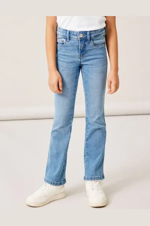 NAME IT KIDS bootcut fit jeans NKFPOLLY black denim Blauw Meisjes Stretchdenim