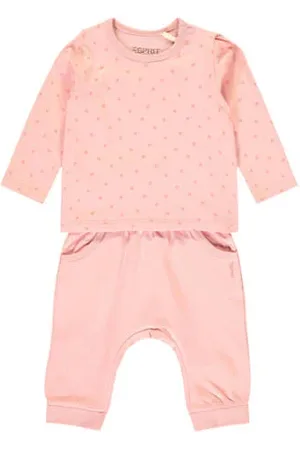 ESPRIT Longsleeve + broek Shirt + broek Meisjes Stretchkatoen Ronde hals