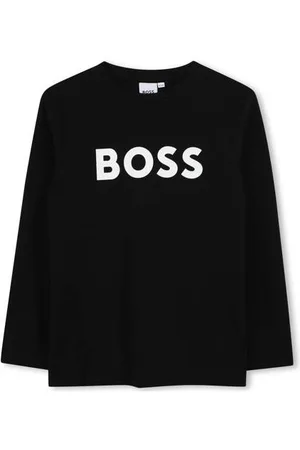 HUGO BOSS Longsleeve met logo Jongens Katoen Ronde hals Logo