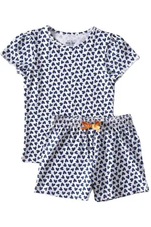 Little Label Shortama van katoen Meisjes Stretchkatoen Ronde hals