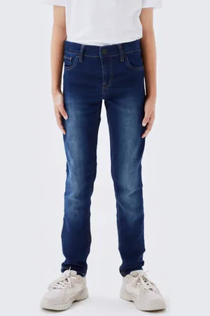 NAME IT KIDS slim fit jeans NKMTHEO Blauw Jongens Jog denim