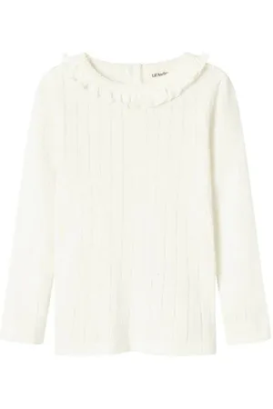 Lil Atelier MINI longsleeve NMFRACHEL Wit Meisjes Katoen Ronde hals