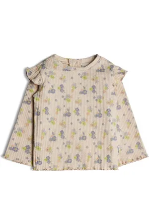 Retour Retour Mini gebloemde ribgebreide longsleeve Terry Meisjes Stretchkatoen Ronde hals
