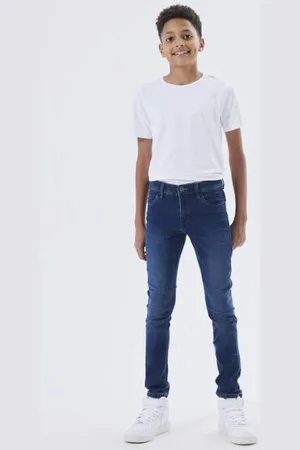 NAME IT KIDS slim fit jeans NKMSILAS Blauw Jongens Jog denim
