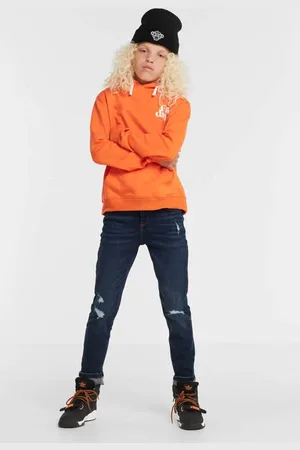 Anytime Slim fit jeans Blauw Jongens Denim Effen