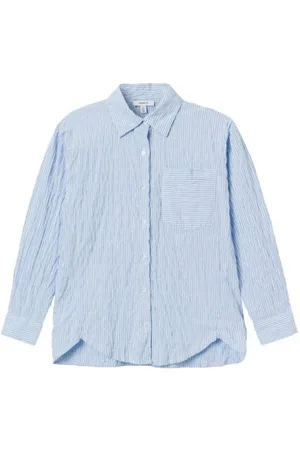 NAME IT KIDS gestreepte blouse NKFDUSTRIPES Meisjes Stretchkatoen Klassieke kraag