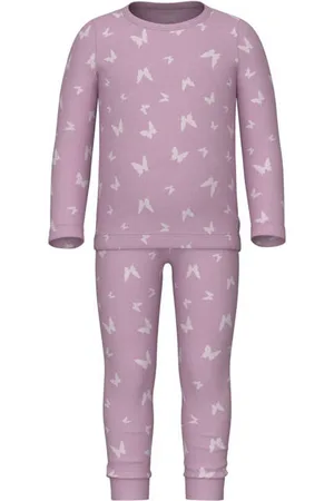 NAME IT MINI pyjama NMFNIGHTSETBUTTERFLY Paars Meisjes Stretchkatoen Ronde hals