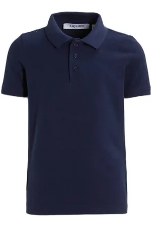 Anytime Piqué polo Blauw Jongens Katoen Klassieke kraag Effen
