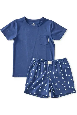 Little Label Shortama met all over print van katoen Jongens Stretchkatoen Ronde hals