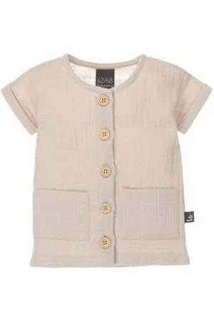 Babystyling Baby overhemd Beige Jongens Katoenlinnen Ronde hals Effen
