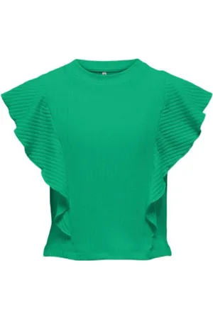 ONLY KIDS GIRL top KOGNELLA hardgroen Meisjes Polyester Ronde hals Effen