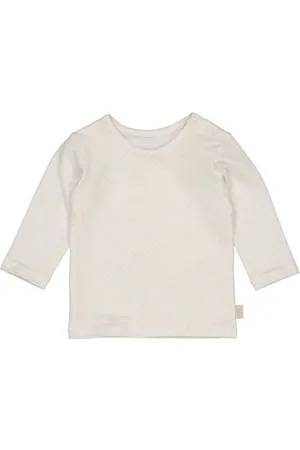 LEVV Baby longsleeve LNELSONNOS met all over print Wit Jongens Stretchkatoen Ronde hals